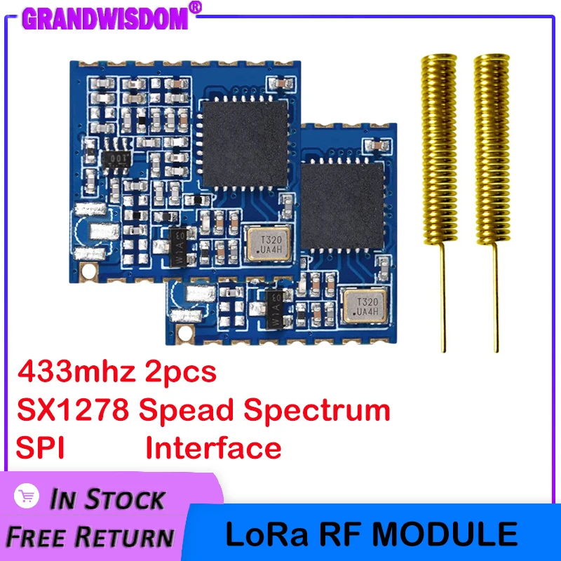 

GWS LORAWAN 433mhz RF LoRa module 2pcs SX1278 Long-Distance 5km communication Receiver Transmitter SPI LORA IOT 433MHz antenna