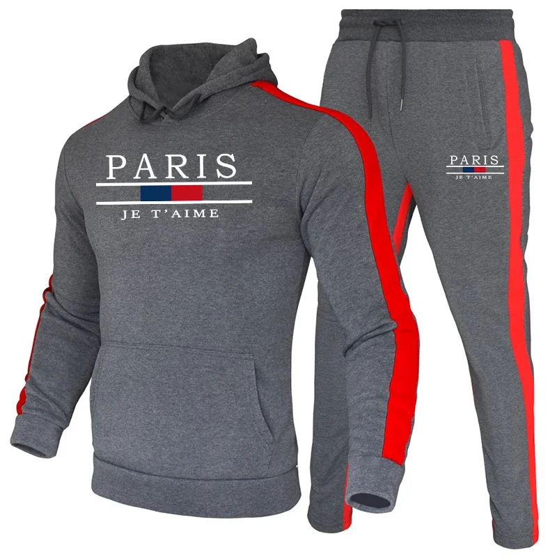 New autumn and winter warm and thickened men's sportswear set, outdoor fashion long-sleeved men's hoodie and pants 2-piece set
