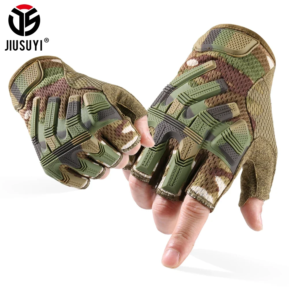 Guantes tácticos sin dedos para hombre y mujer, antideslizantes, medio dedo, para deportes, Airsoft, combate, Paintball, tiro, caza, conducción,