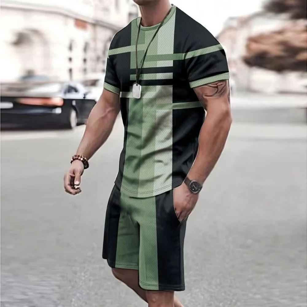 

Style casual shorts set Retro cool breathable and two piece set2025 Fashion new Men's sports shorts Short sleeve T-shirt