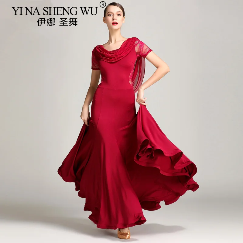 Nuevo vestido de baile moderno para adultos, vestido largo sexi con espalda descubierta para mujer, baile de salón estándar profesional, vals, Flamengo