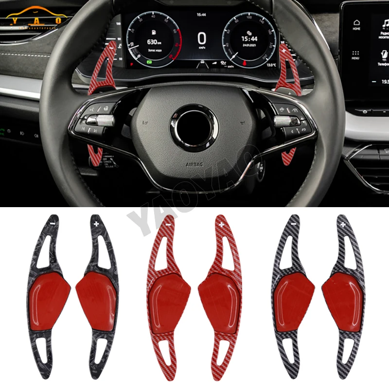 

For Skoda 2020 Octavia A8 MK4 ENYAQ IV RS VRS 2021 Karoq Kodiaq Steering Wheel Carbon Fiber Shift Paddle Sticker DSG Gear