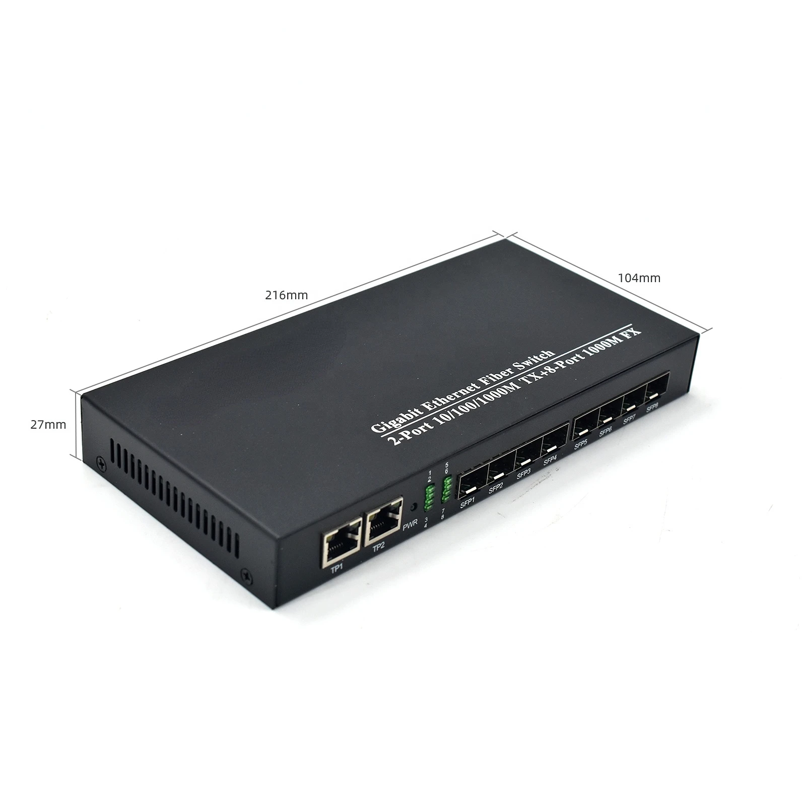 Gigabit BIDI SM 8 SFP and 2 RJ45 Ports Switch, SFP Single Fiber Media Converter, 10/100/1000M