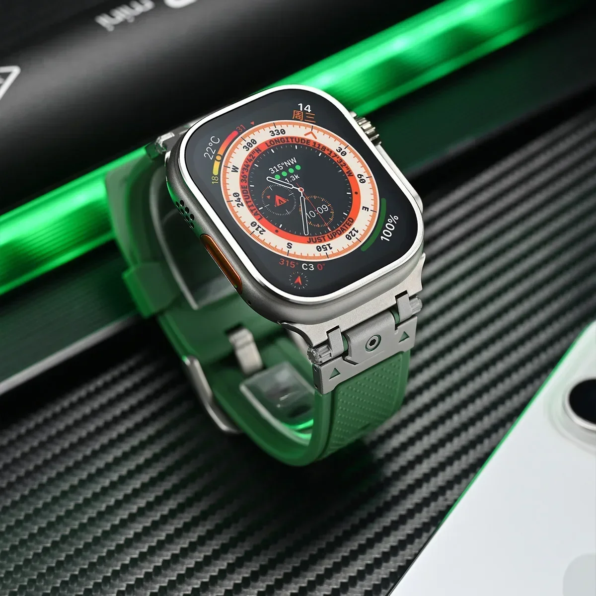 Pulseira esportiva tpu para apple watch 10 42mm 9 45mm ultra 2 49mm cor titânio pulseira de relógio de silicone para iwatch 8 7 se 6 4 5 44mm 46mm