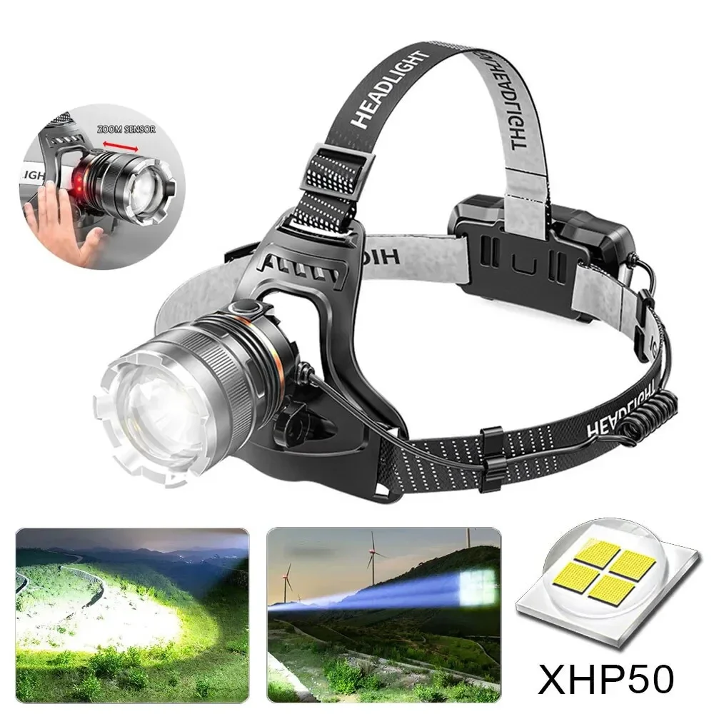 

Outdoor LED Bright Light USB Rechargeable Zoom Fishing Light Head-mounted Hunting Headlight Adventure Camping