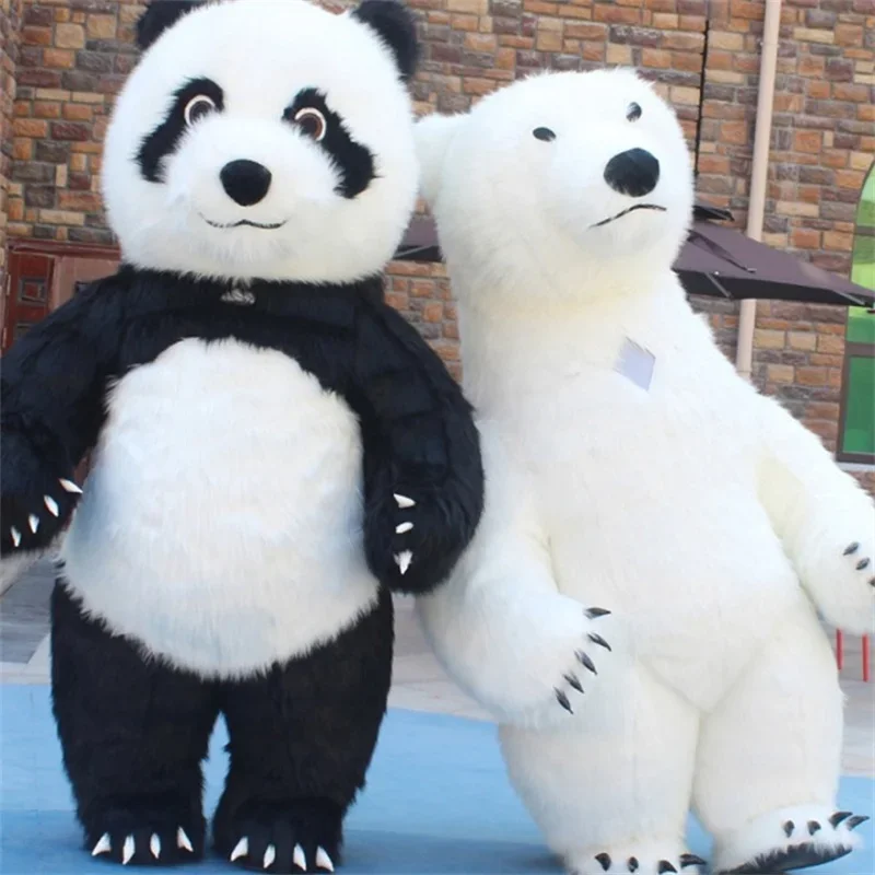 Costume de mascotte d'ours polaire gonflable à l'air personnalisé, costume d'animal blanc, publicité, mariage, 2024