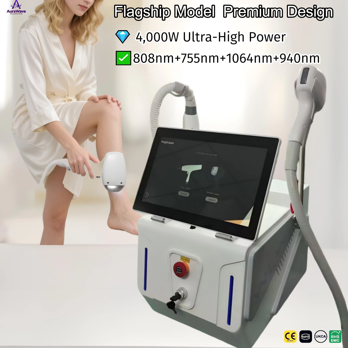 

Professional Pico Laser & Hair Removal 2-in-1 Machine 755nm/1064nm Ice Cooling CE for Tattoo Melasma 15.6" Touch Screen Upgrade