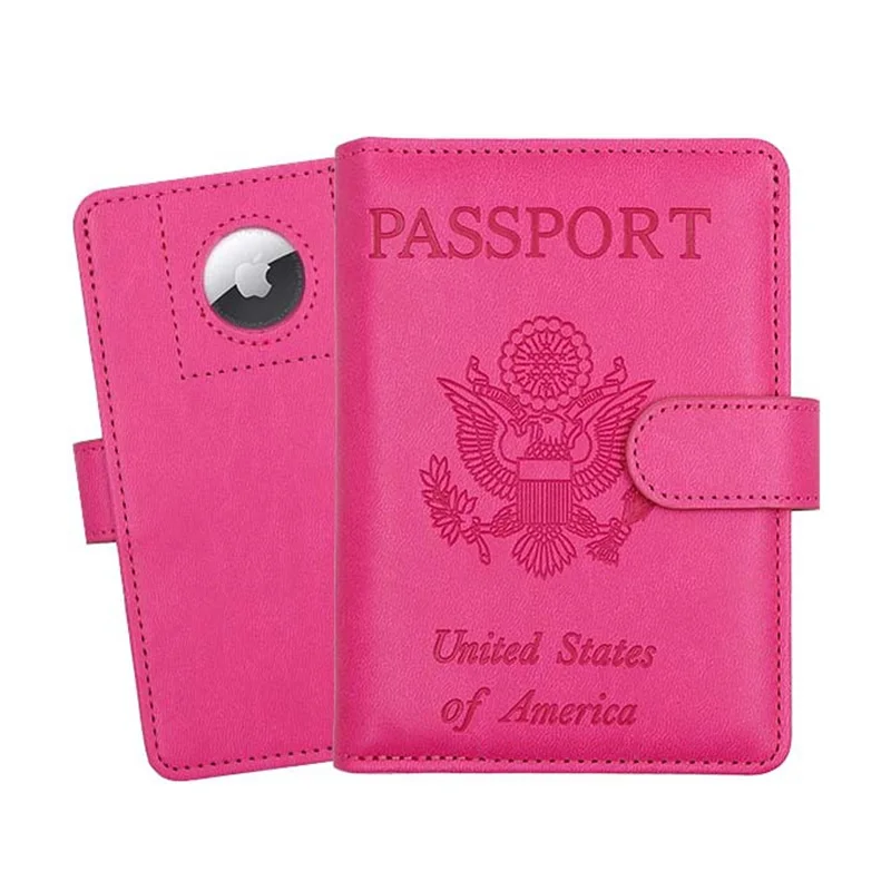

USA Passport Holder for Travel with Airtag Slot Women Passport Cover with Airtag Holder