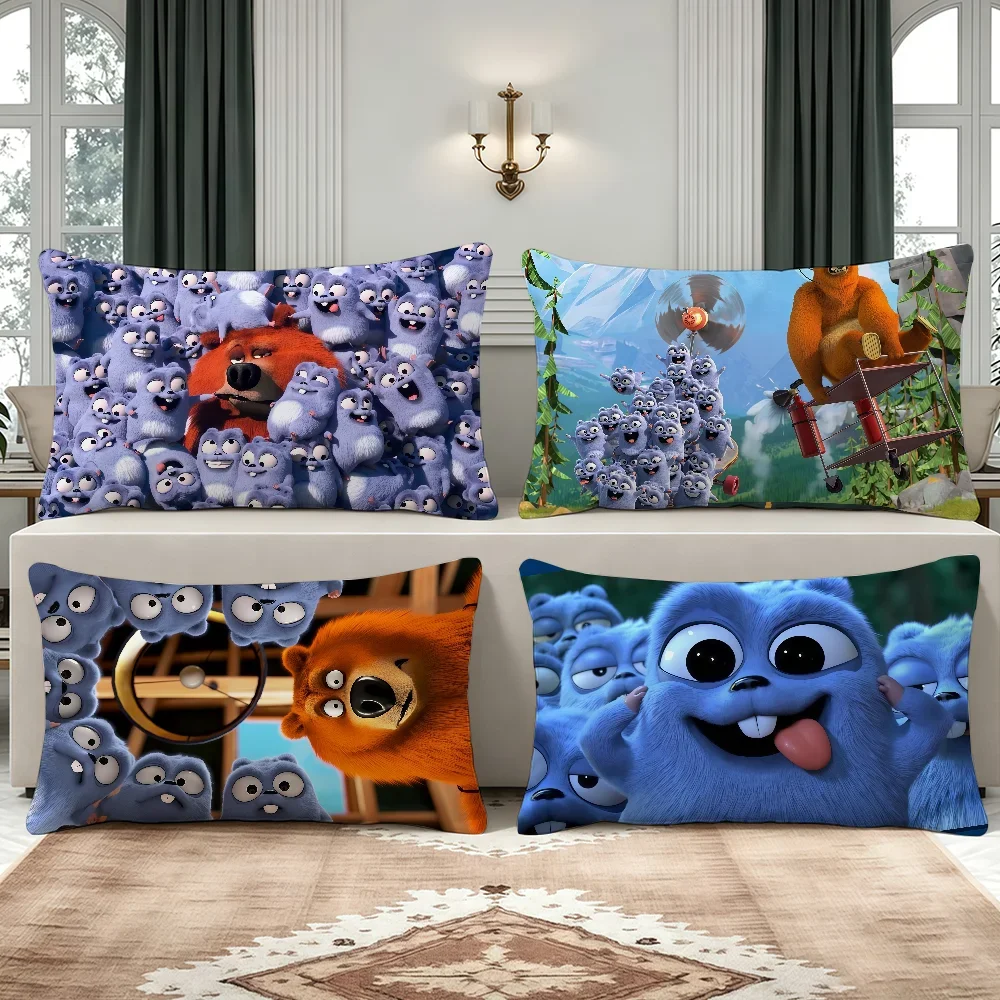 Cartoon G-GRizzy and Lemmings-S cushion cover Breathable Washable Decor Shell Pillowcase Zipper Sofa Office Lumbar Decoration