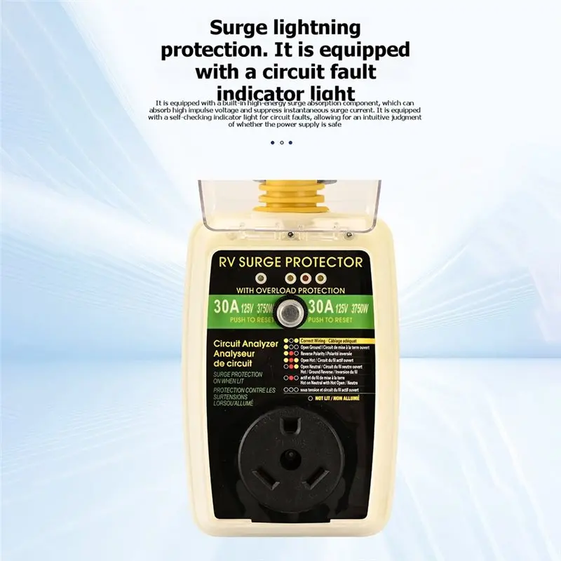 A99F-US Plug 30A NEMA TT-30P For RV Surge Protector IP65 Waterproof Dustproof For RV Travel Trailer Use