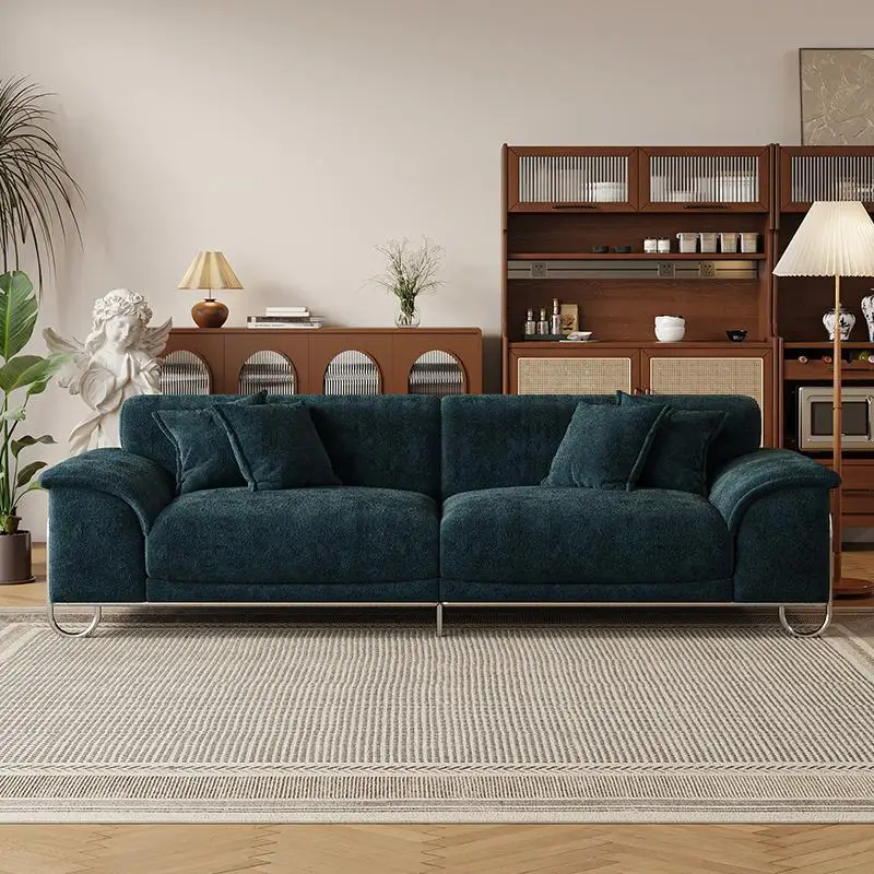

Retro French Nordic Chenier Fabric Sofa Three-person Sofa Living Room