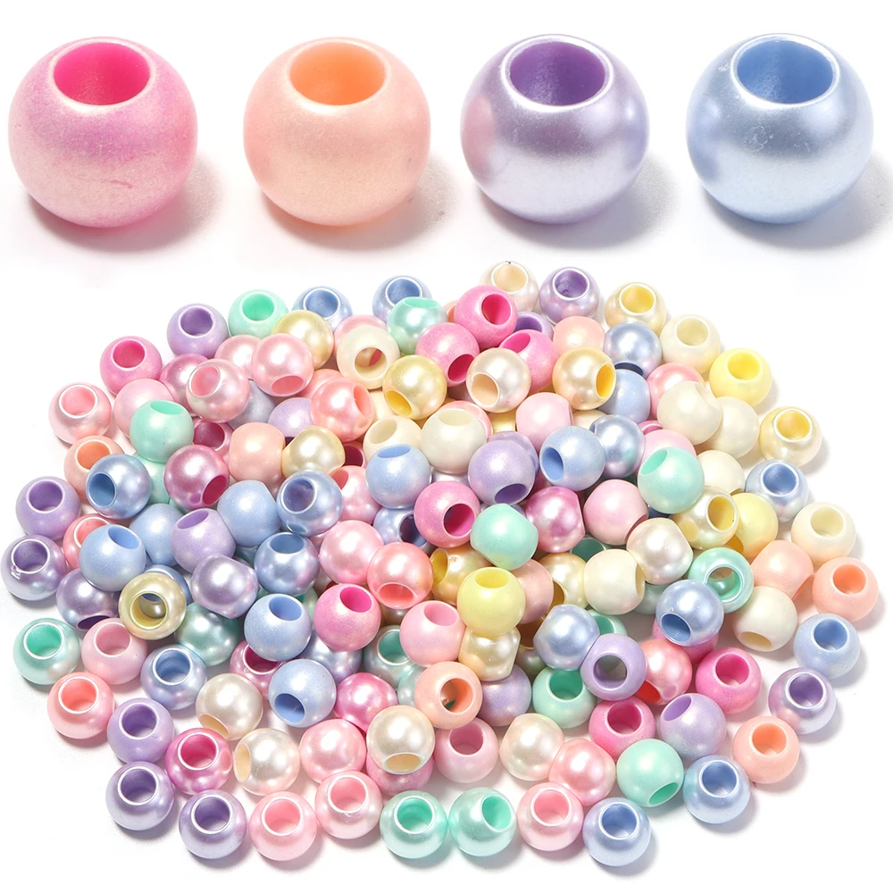 100 Stück/Los Bunte Pony-Perlen mit großem Loch, lose Abstandshalter-Acrylperlen für die Schmuckherstellung, DIY-Armbänder, Schlüsselanhänger-Zubehör – Detail 3