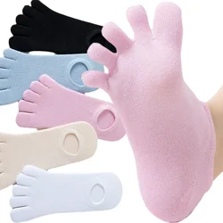 1/3pairs Summer Invisible Toe Socks Woman Girl Cotton Thin Solid Soft Shallow Mouth Breathable Deodorant Show Five Finger Socks