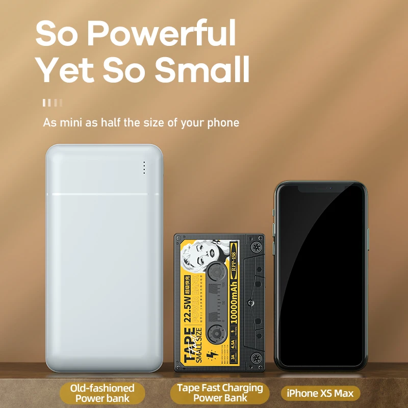 Remax 10000mAh Power Bank QC22.5W Super Fast Charging Portable Mobile Battery Digital Display Retro 18W For Apple Xiaomi HUAWEI