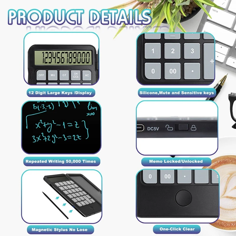 Calculator, With Erasable Writing Table, Hand Multi-Function Calculator For School Office