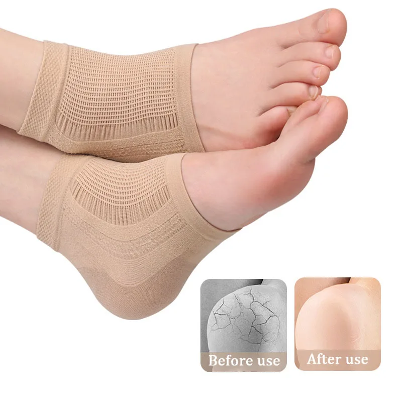 Heel Protector Mesh Gel Silicone Heel Socks Foot Cover Moisturizing Anti-wear Anti-dry Cracking Half Short Socks Heel Cover Pads