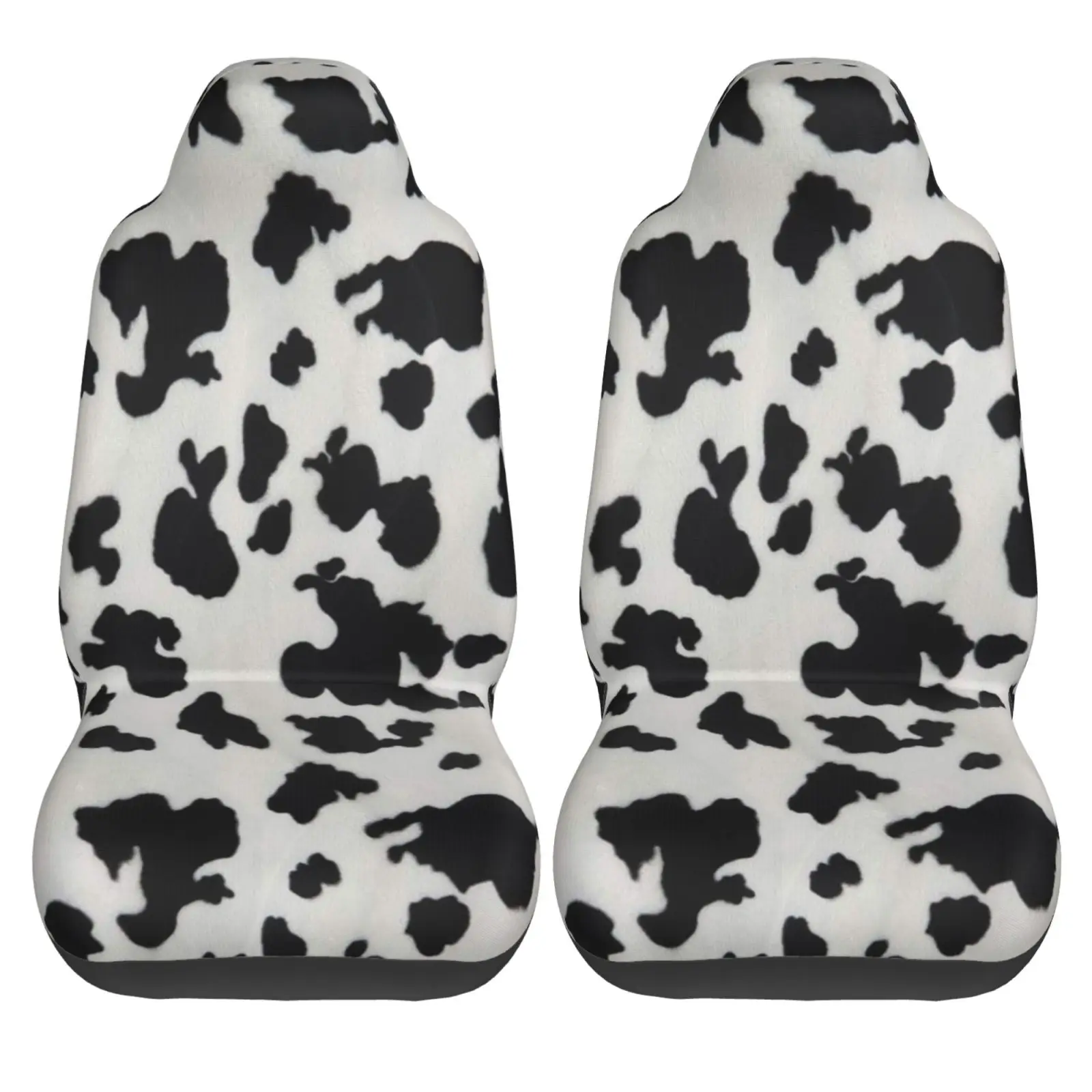 

Vintage Black White Cow Car Seat Covers Front Seats 2 Pieces Cars Interior Protection Universal Fit for Trucks Vans SUV Sedans