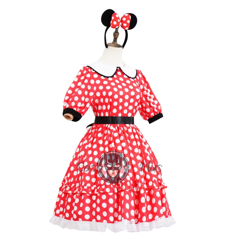 أنيمي باخرة ويلي ميني تأثيري حلي البولكا نقطة فساتين حمراء هالوين كرنفال تأثيري ميني الملابس