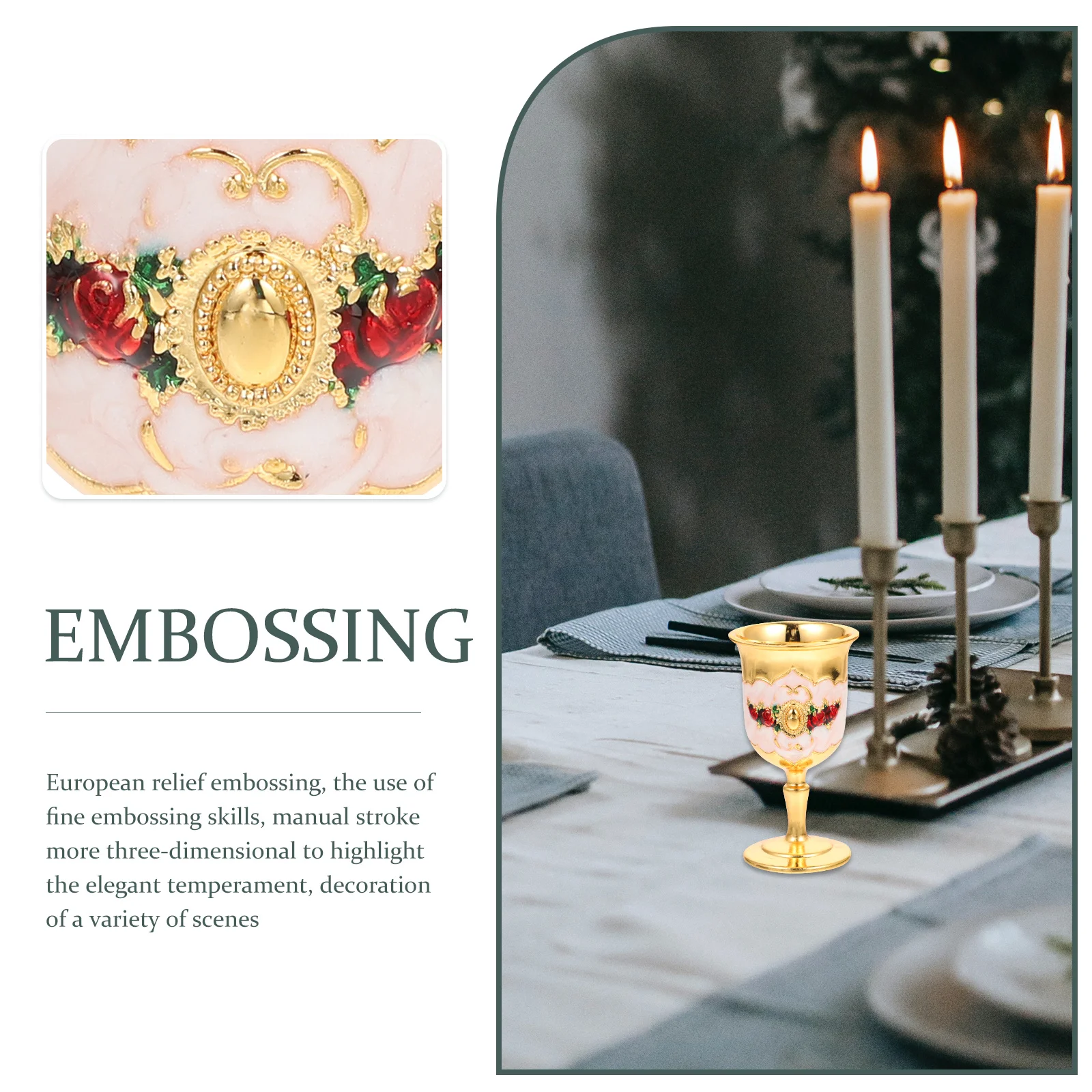 

Мини-сплавный бокал для вина, золотой, белый, красный цветок, инкрустация, резная чашка для стеблей для вечеринки в помещении и на открытом воздухе, небьющийся бокал для вина