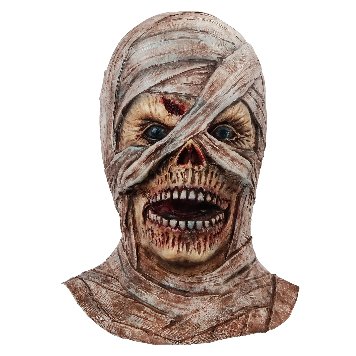 Latex Mummy Mask Halloween Horror Mask Zombie Mummy Cosplay Props Pharaoh Ghost Masks Mummy Head Cover Masks Mummy Masque