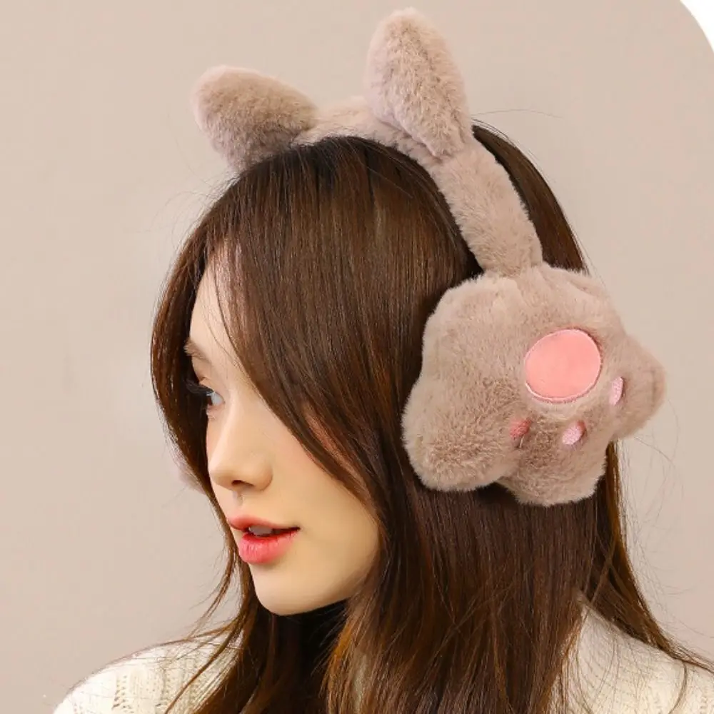 Fashion Earcap Cat Plush Earmuffs Cat\'s Paw Keep Warmer Cute Ear Cover Cold Protection Anti-Wind Ear Warmers Earflap