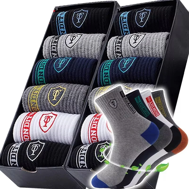 5/10 paar ademende basketbalcrew-sokken voor heren voor lente en herfst, zweetabsorptie, deodorant, sportkousen