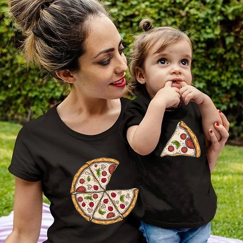 Family Matching Clothes Pizza Slice Family Look T shirt Daddy Mommy and Me Baby T-shirt Father\'s Day Mother\'s Day Newborn Gift