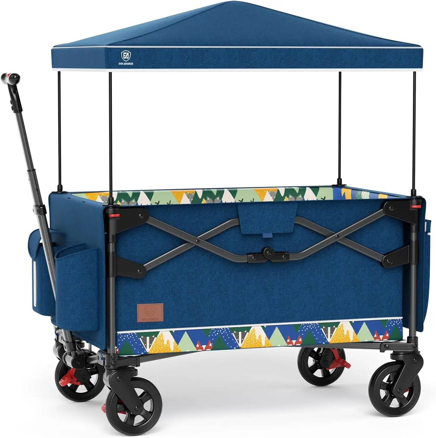 

Foldable Travel Wagon Stroller for 2 Kids & Cargo, Collapsible with Removable Canopy, Adjustable Harness, Lightweight Carry-on