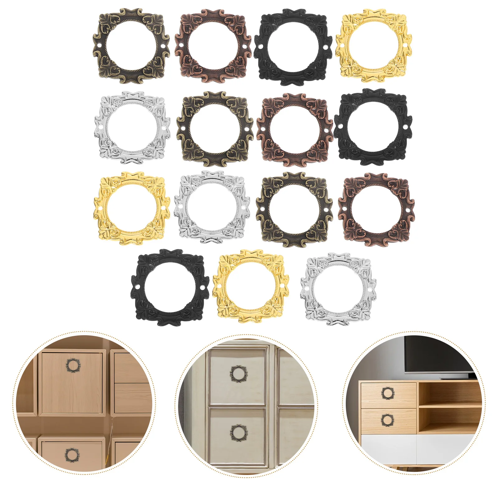 

15 Pcs Hardware Accessories European Decorative Frame Office Drawer Zinc Alloy Cabinet Label Frames