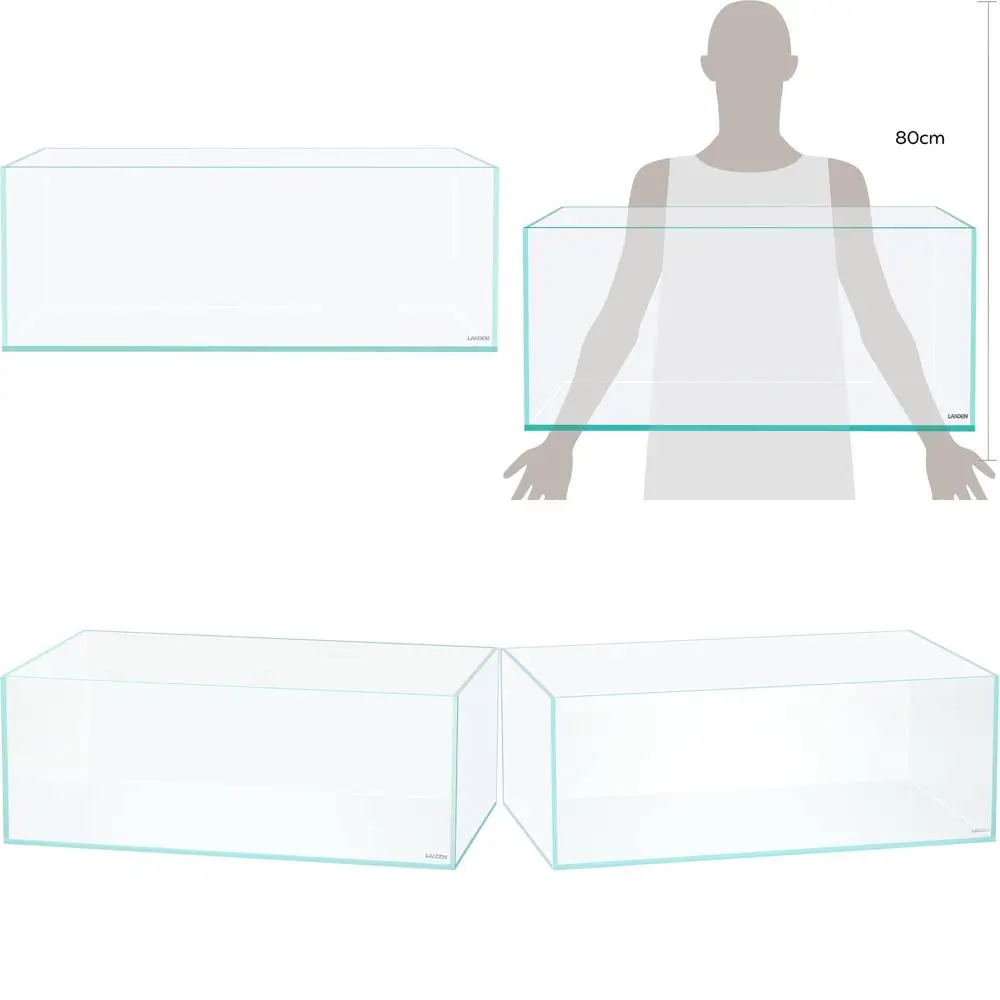 

75-Liter 22.1 Gallon Shallow Rimless Low Iron Glass Aquarium for Bookshelf, Dimensions 29.5 x 17.7 x 11 (75x45x28 cm)