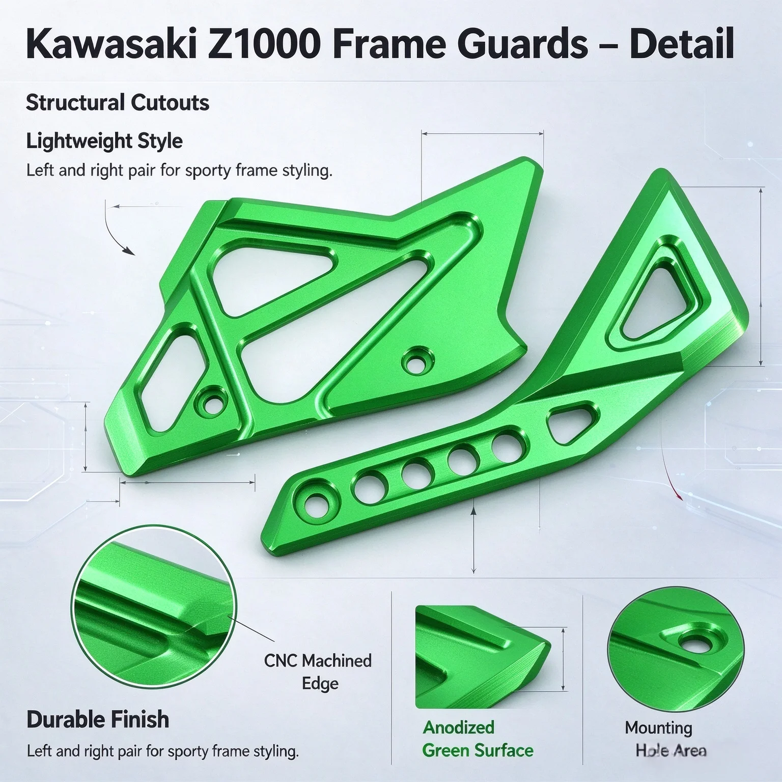 Applicable to Kawasaki Z1000: Modified Engine Decorative Cover, Frame Electronic Fuel Injection Decorative Cover.