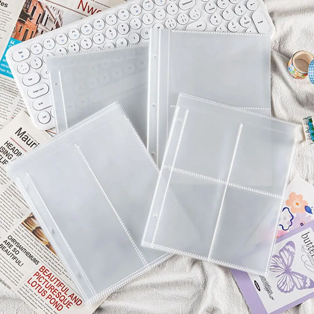 10PCS Transparent A4 Kpop Photocard Binder PP Multiple Pockets Multiple Pockets Sleeve 4 Hole 4 Ring DIY Card Sleeve