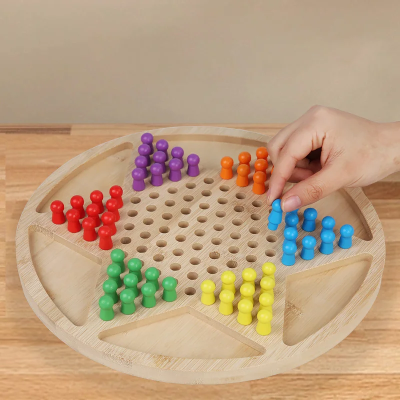 Chinese Checkers Game Set Classic Strategy Game Acrylic Marbles in 6 Colors for Family Gathering Kids Boys Girls