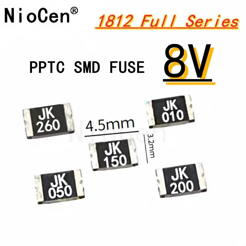 （10pcs）1812 8V patch self-healing fuse PPTC SMD 0.1A 0.2A 0.5A 500mA 1A 1.5A 2A 6V