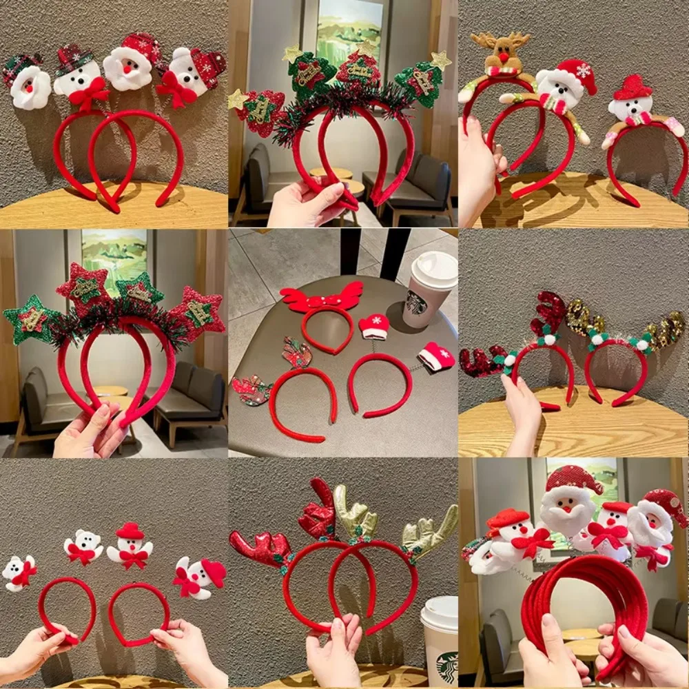 

Christmas Festival Headband Hair Clip Light Elk Deer Antlers Snowflake Xmas Tree Hair Band New Year Decoration Ornament Women