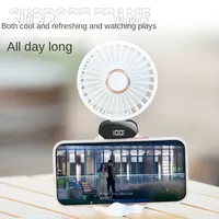 5000mAh Handheld Mini Fan Foldable Portable Neck Hanging Fans 5 Speed USB Rechargeable Fan with Phone Stand and Display Screen