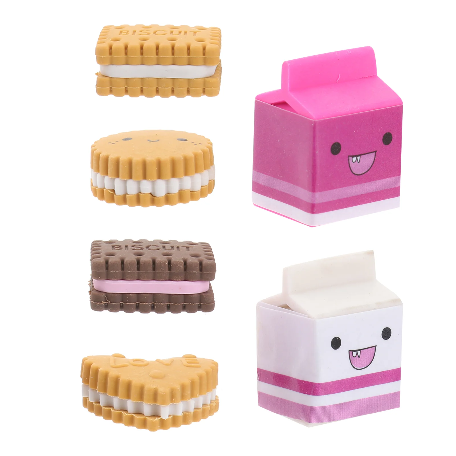 

6 Pcs School Supply Kawaii Stationery Eraser Pencil Erasers Students Gift Kids Toys Cookies Supplies Cute Rubber for Girls