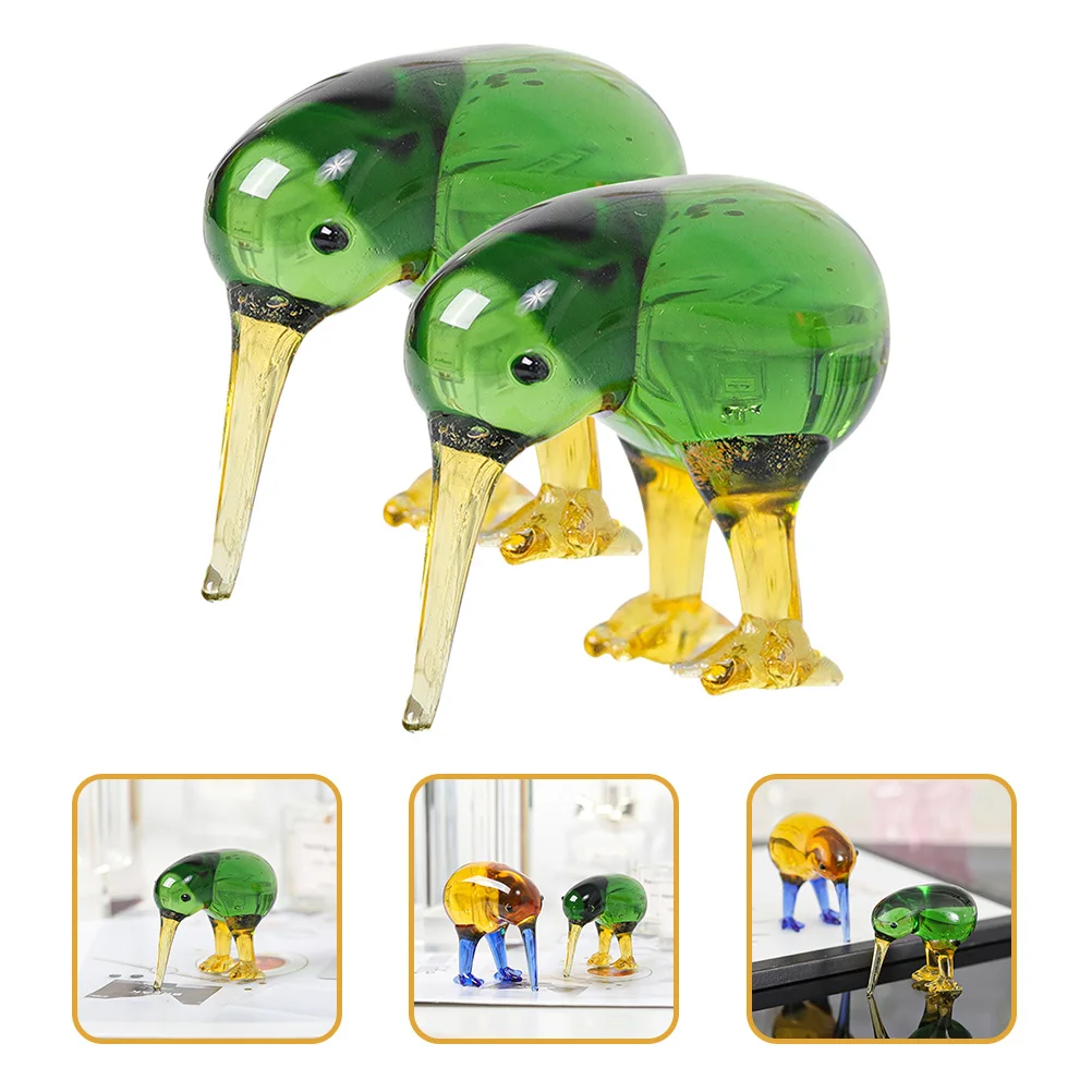 

2Pcs Crystal Bird Ornament Charming Appearance Realistic Look Tabletop Desk Flower Pot Decoration Housewarming Present