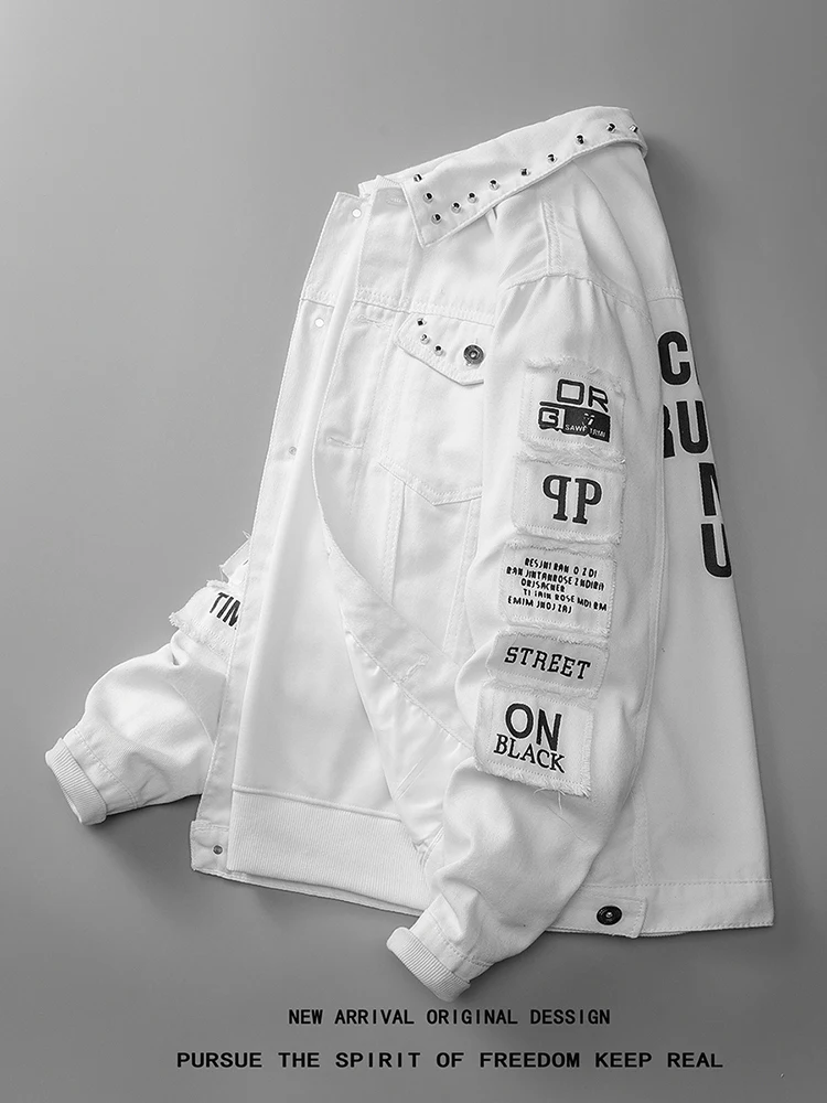 

Весенне-осенний белый джинсовый джинсовый джинсовый джинт, мужской модный бренд 2025 года, новая повседневная высококачественная универсальная рабочая одежда Haome