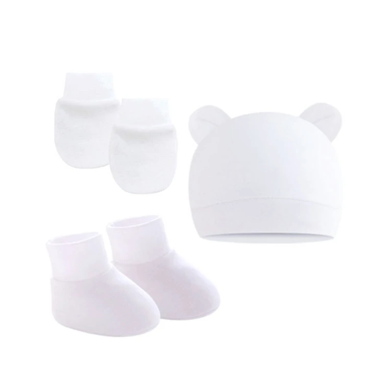 Newborn Hat+Gloves+Socks Set for Baby Boy Girl Cotton Fall Casual Photography Props Soft Headwear Infant