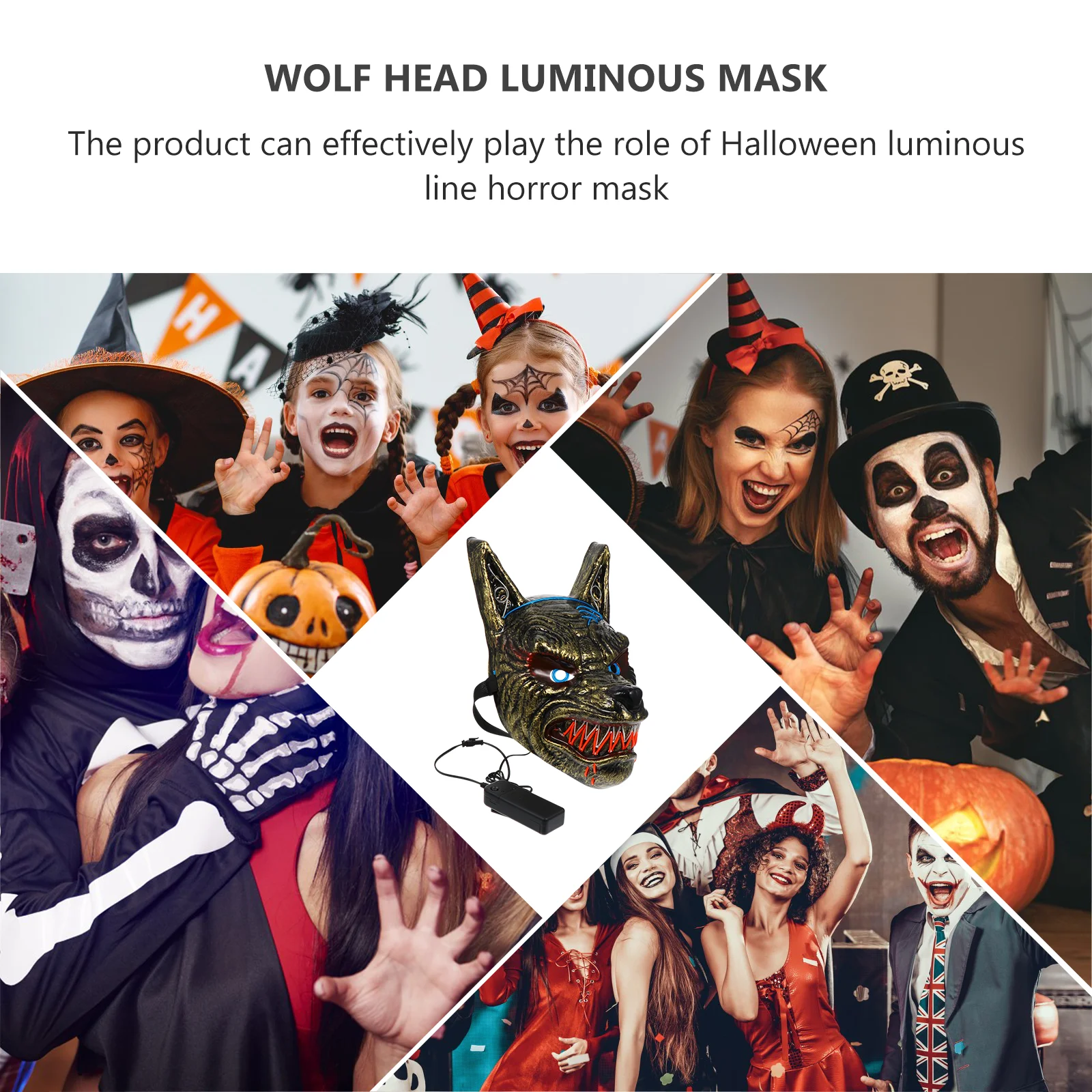 

Scary for Mask Halloween Luminous Party Cosplay Accessories Golden Pvc Ghost