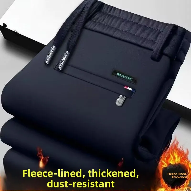 

Men's Fce Lined Thi Winter Sport Pants Loose Straight Casual Trousers Warmth Comfortable Polyester Fiber Busin Sle