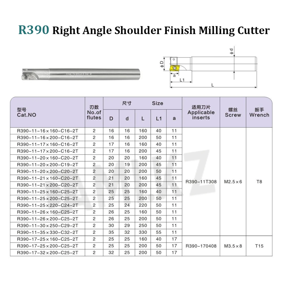 CNC Lathe R390 Right Angle Shoulder Precision Milling Cutter Bar C16 C20 C24 C25 C29 C32 Seismic End Mill Rod Use For R390 Blade