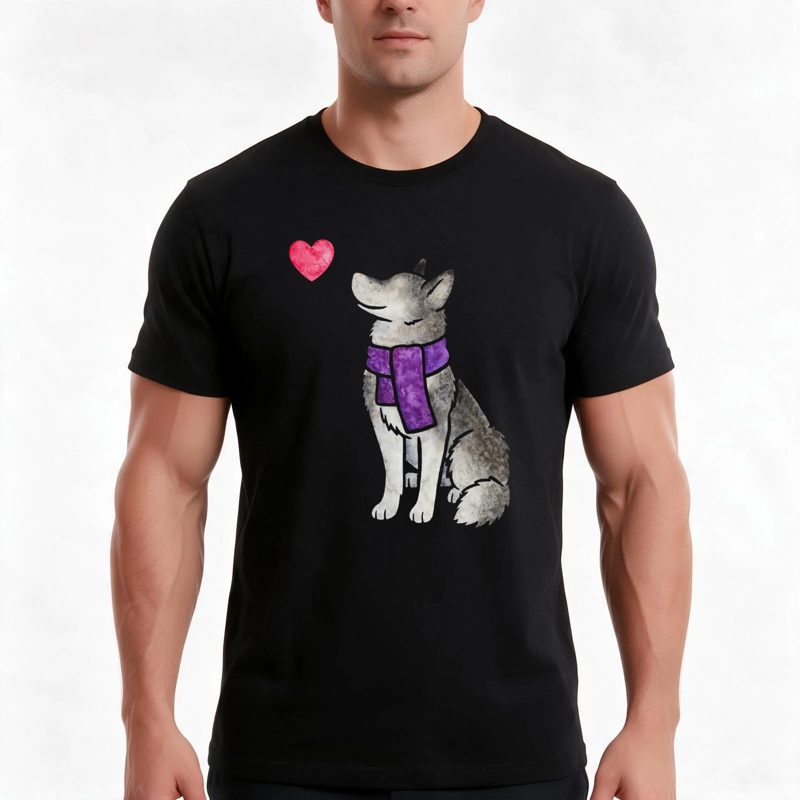 Watercolour Siberian Husky T-Shirt, Summer Casual Cotton Tee, Oversized Streetwear Tops, Vintage Graphic Print, Unisex Men Women