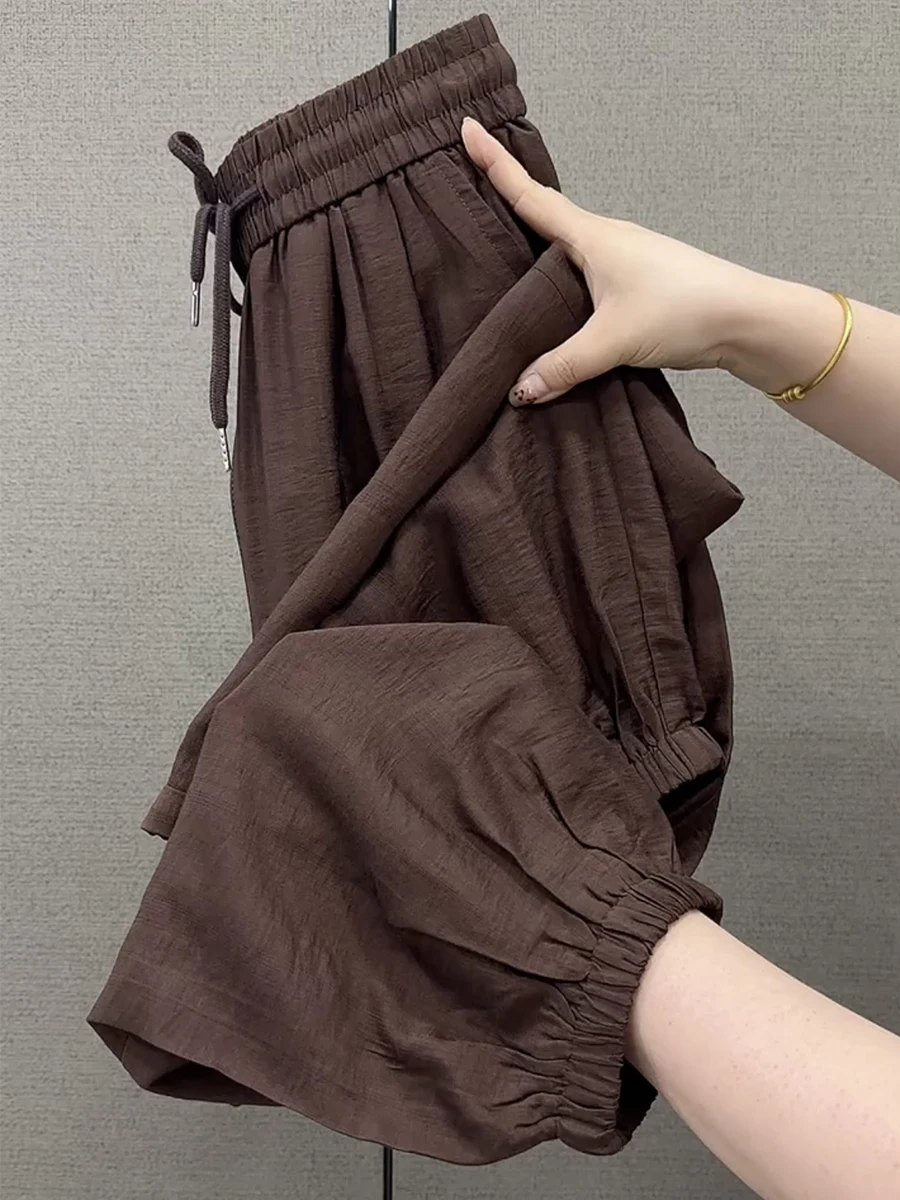 

Summer Thin Cotton Linen Harem Pants Women's Fashionable Loose All-Match Cuffed Small Size Outerwear Nine-Point Lantern Pants
