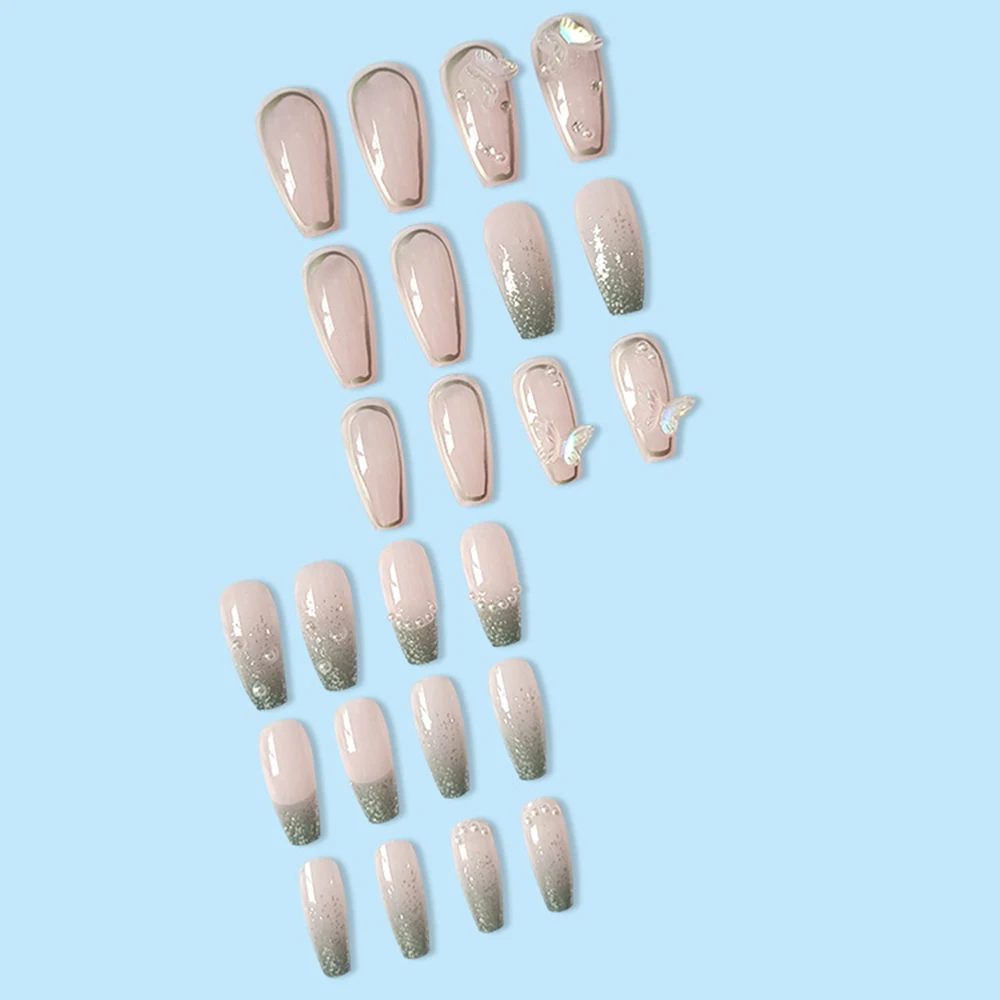 24pcs Press on Nails False Nail Butterfly Resin Ballerina Nails Artificial Nail Tips Manicure Tool Nail Tips Wearable Fake Nails image 3