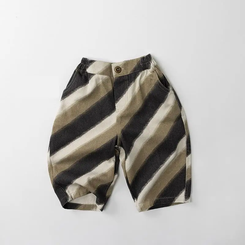 

2026 Spring New Children Loose Trousers Fashion Striped Boys Casual Pants Cotton Kids Girls Harem Pants Toddler Clothes