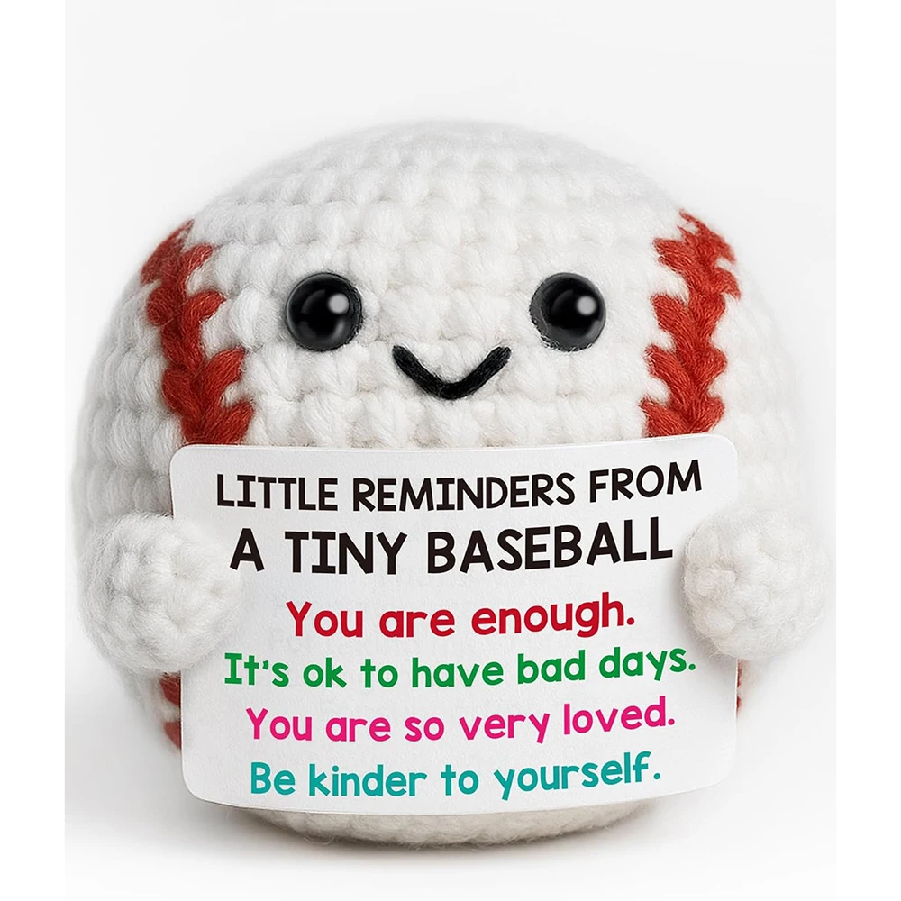 

Funny Crochet Baseball Doll Home Room Decoration Handmade Knitted Emotional Baseball Desktop Ornament Christmas Gifts