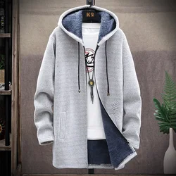 Hoodies longos de cardigã masculino, suéter masculino, moletom com capuz, capuz masculino, casaco longo, outono, novo, 2022