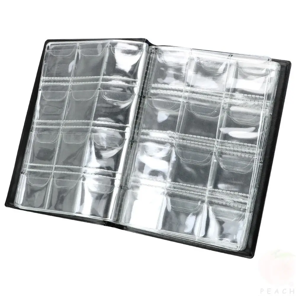 ألبوم العملات المعدنية المحمول المصنوع من جلد البولي يوريثان فيلم PVC مكافحة خسر جمع المال المنظم 120 شبكة متعددة الاستخدام عملة جمع كتاب الهدايا #6